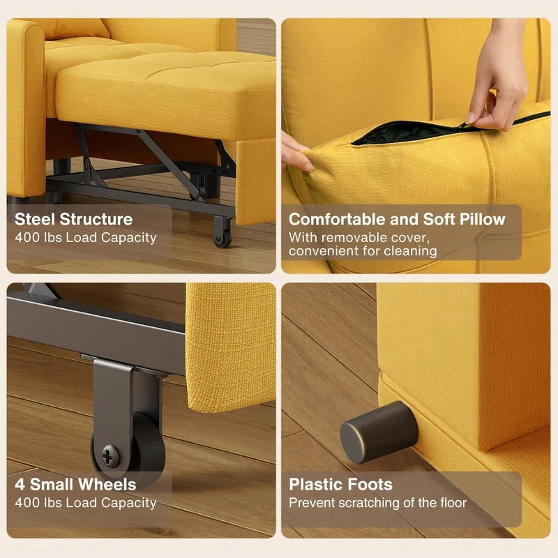 3-in-1 Adjustable Sleeper Sofa Bed, Pull Out Chair Sofa, Convertible Folding Bed for Living Room – Image 26