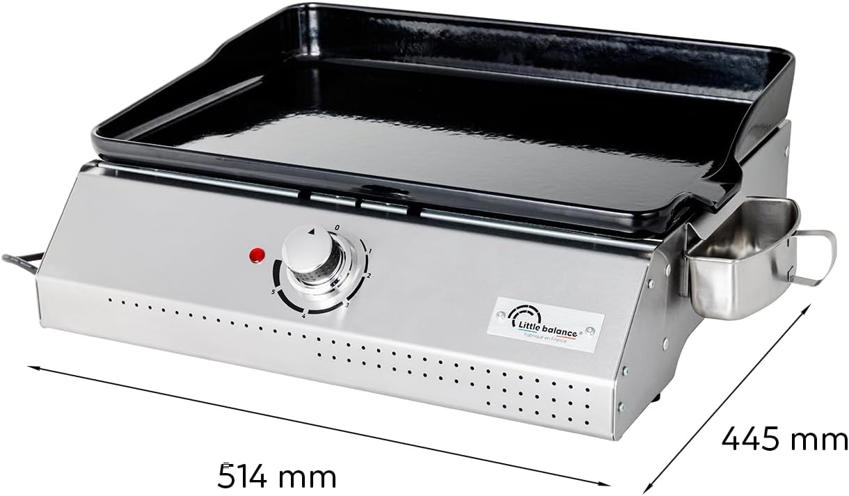 LITTLE BALANCE 8713 Biscarosse 50-35, Plancha électrique, Plaque de cuisson Fonte émaillée XL, 2150 W, Fabrication 100 française, Inox – Image 6