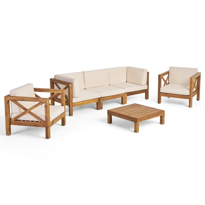 Brava Outdoor Acacia Wood 6-piece Chat Set by Christopher Knight Home – Image 25
