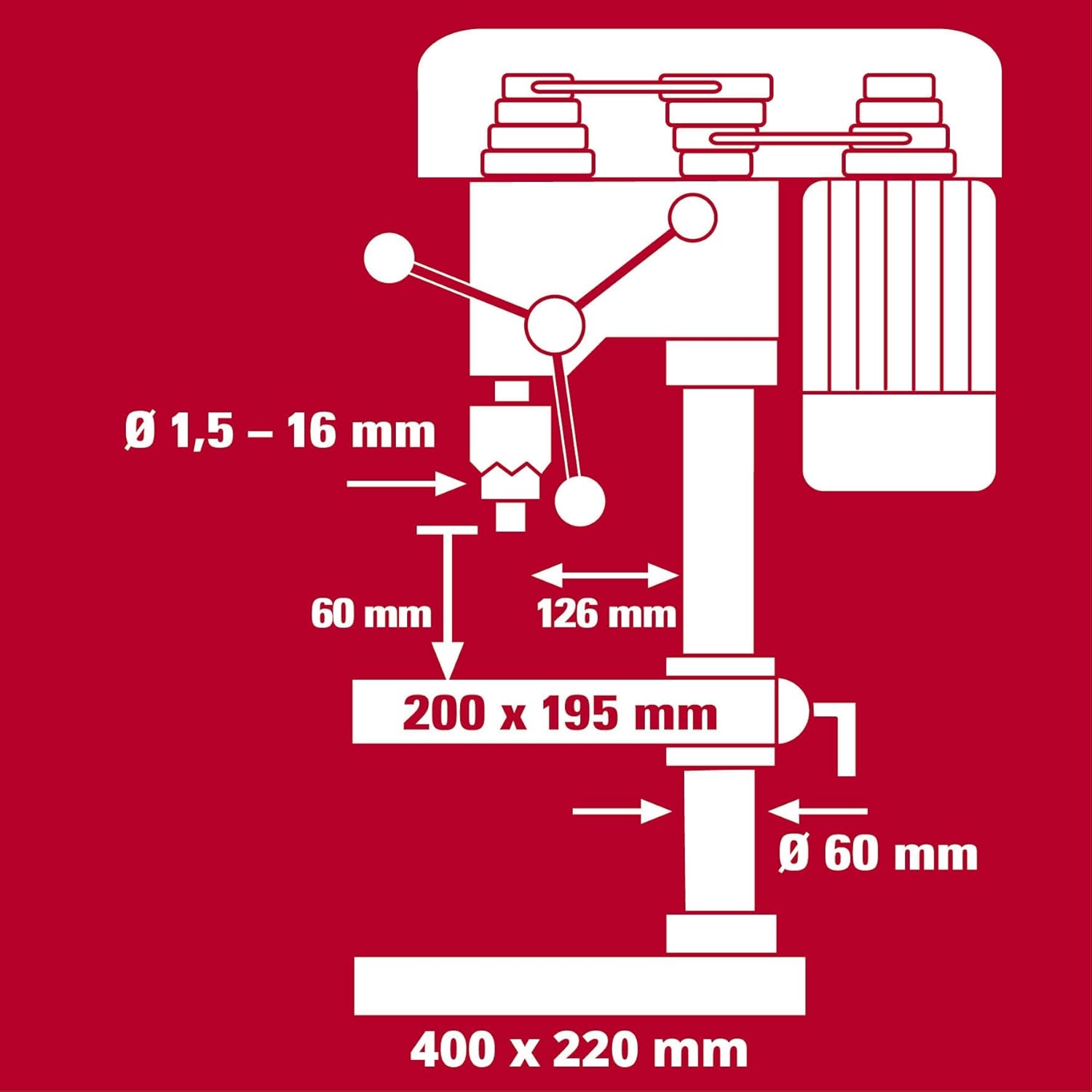 Einhell perceuse à colonne TC-BD 630/1 630 W, profondeur de perçage max. 60 mm, butée de profondeur réglable, diamètre de foret max. 16 mm – Image 4