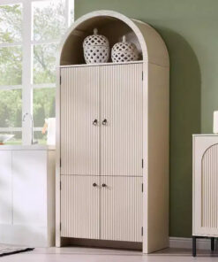 Alternative view of 71 Tall Arched Kitchen Pantry, Modern Storage Cabinet with 3 Adjustable Shelves, 6 Door Shelves, for Kitchen, Living Room