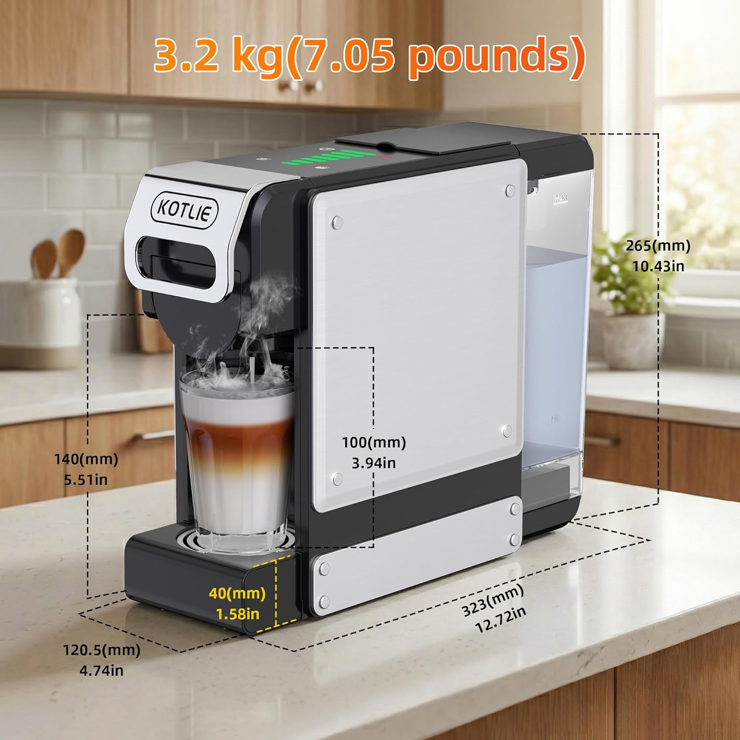 Machine à café à capsules multifonction 5 en 1 pour Nespresso Original/pour Dolce Gusto/A MODO MIO/ESE (44 mm) et café pré-moulu, 7 réglages de débit d'eau (ST-550) – Image 7