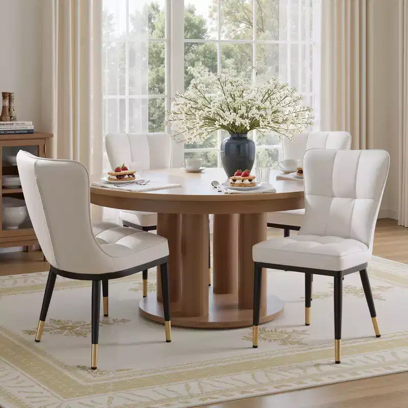 Bekrvio Dining Room Chairs Set of 6, Modern Upholstered Faux Leather Seat with High Back, Metal Legs, Armless Kitchen Chairs for Living Dinning Room – Image 8