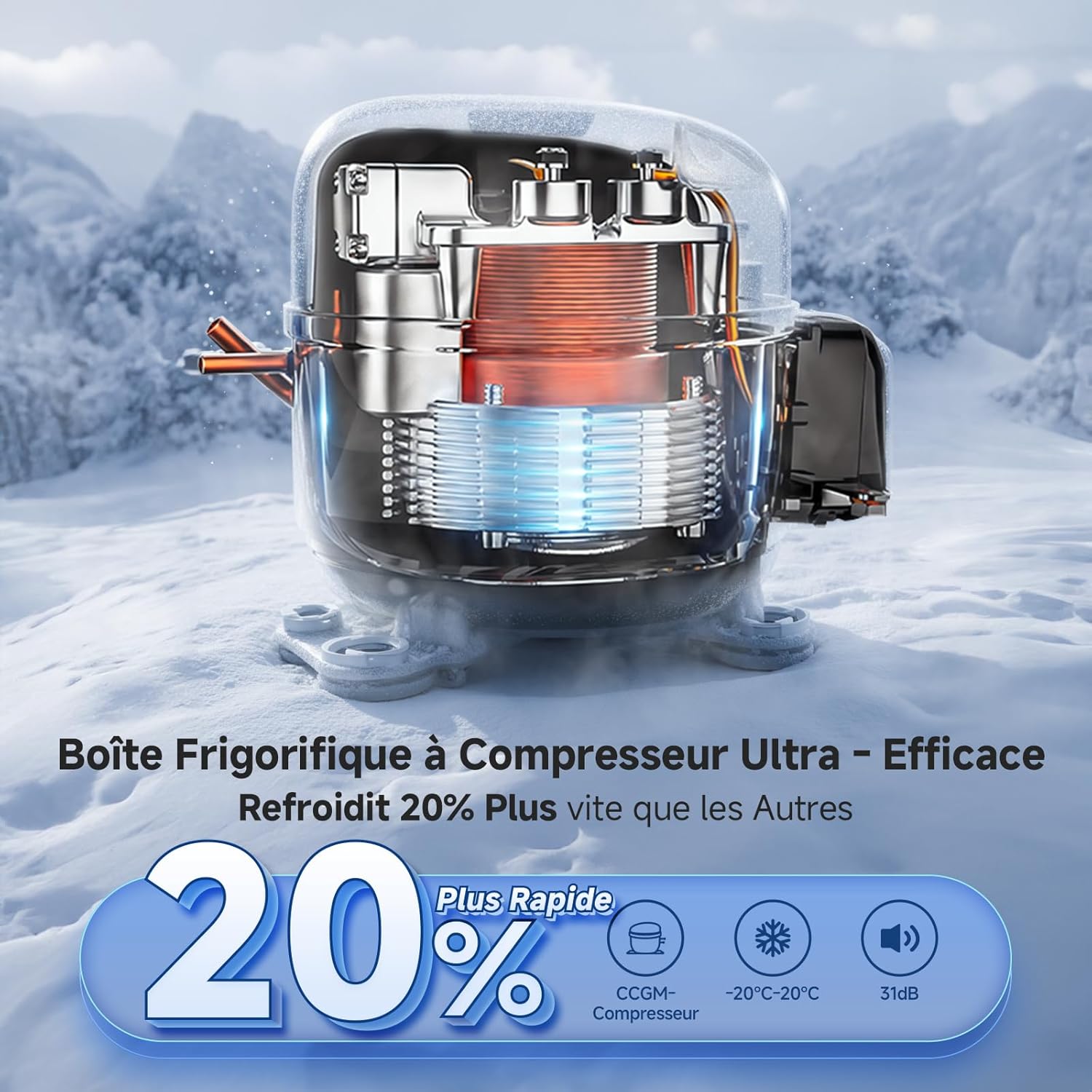 AAOBOSI Glaciere Electrique: 25L Glaciere a Compression, -20℃ à 20℃ Frigo Compression 12v, Glaciere Electrique 12v 220v pour Voiture, Camion, Camping-Car, Bateau et Prise de Co – Image 4