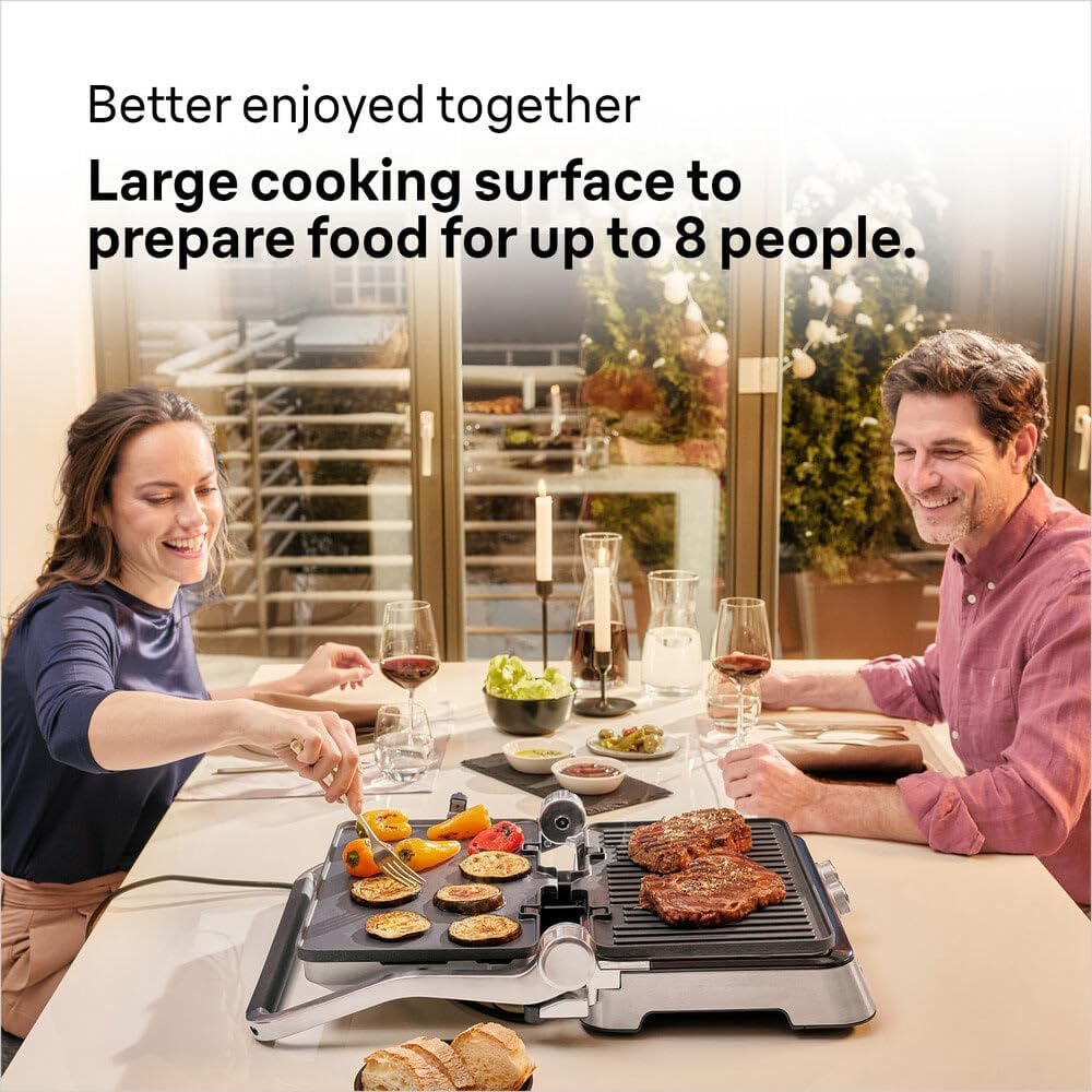 Braun MultiGrill 9 CG 9043, Appareil Panini Électrique avec Plaques de Grillage et de Cuisson, 2 Thermostats Indépendants, 3 Positions de Cuisson, Plaques Lavables au Lave-Vaisselle, 2000W, Noir/Inox – Image 2