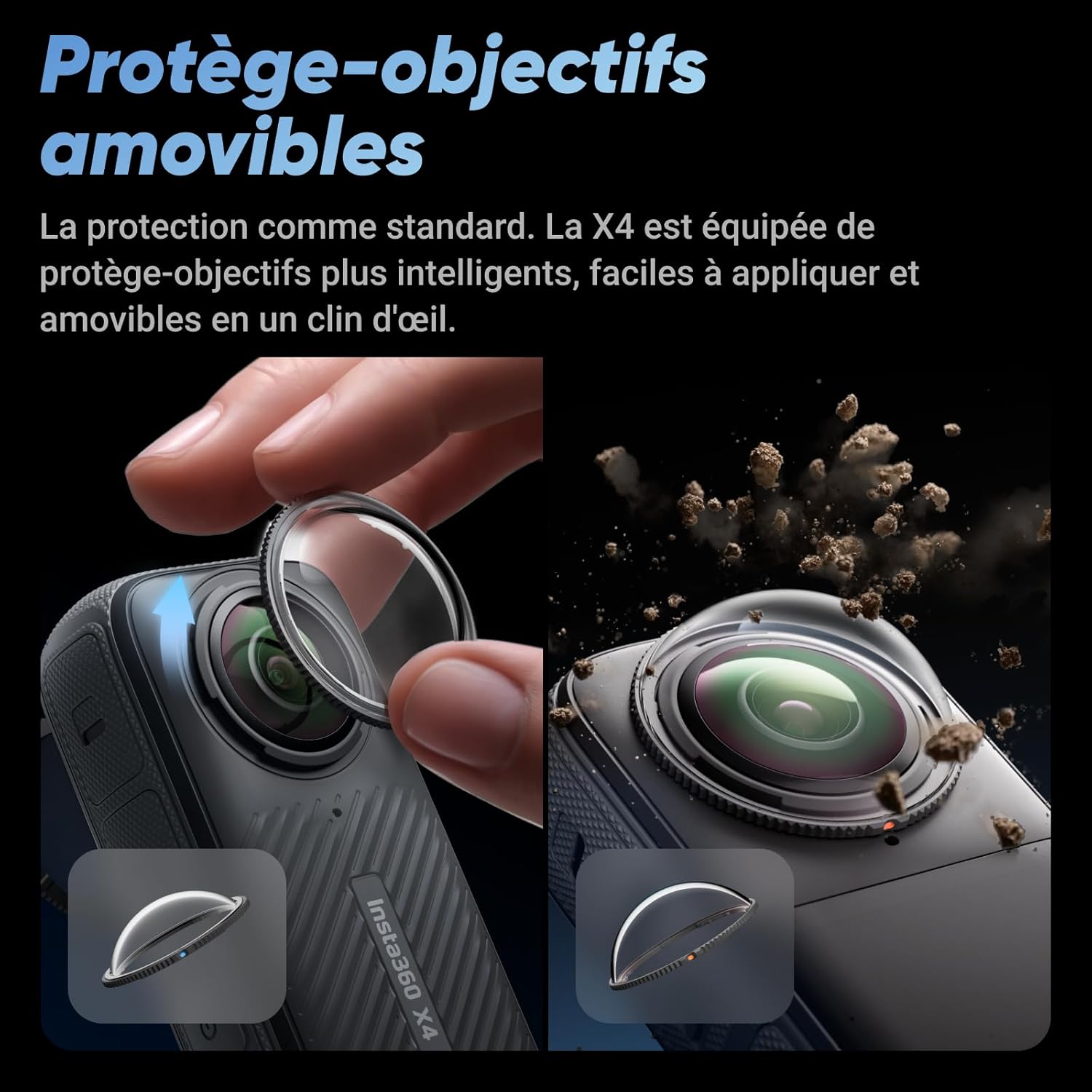 X4 - Caméra d'action 360° 8K étanche, vidéo grand angle 4K, effet de perche à selfie invisible, protège-objectifs amovibles, 135 min d'autonomie, édition IA, stabilisation, pour sport, voyage – Image 6