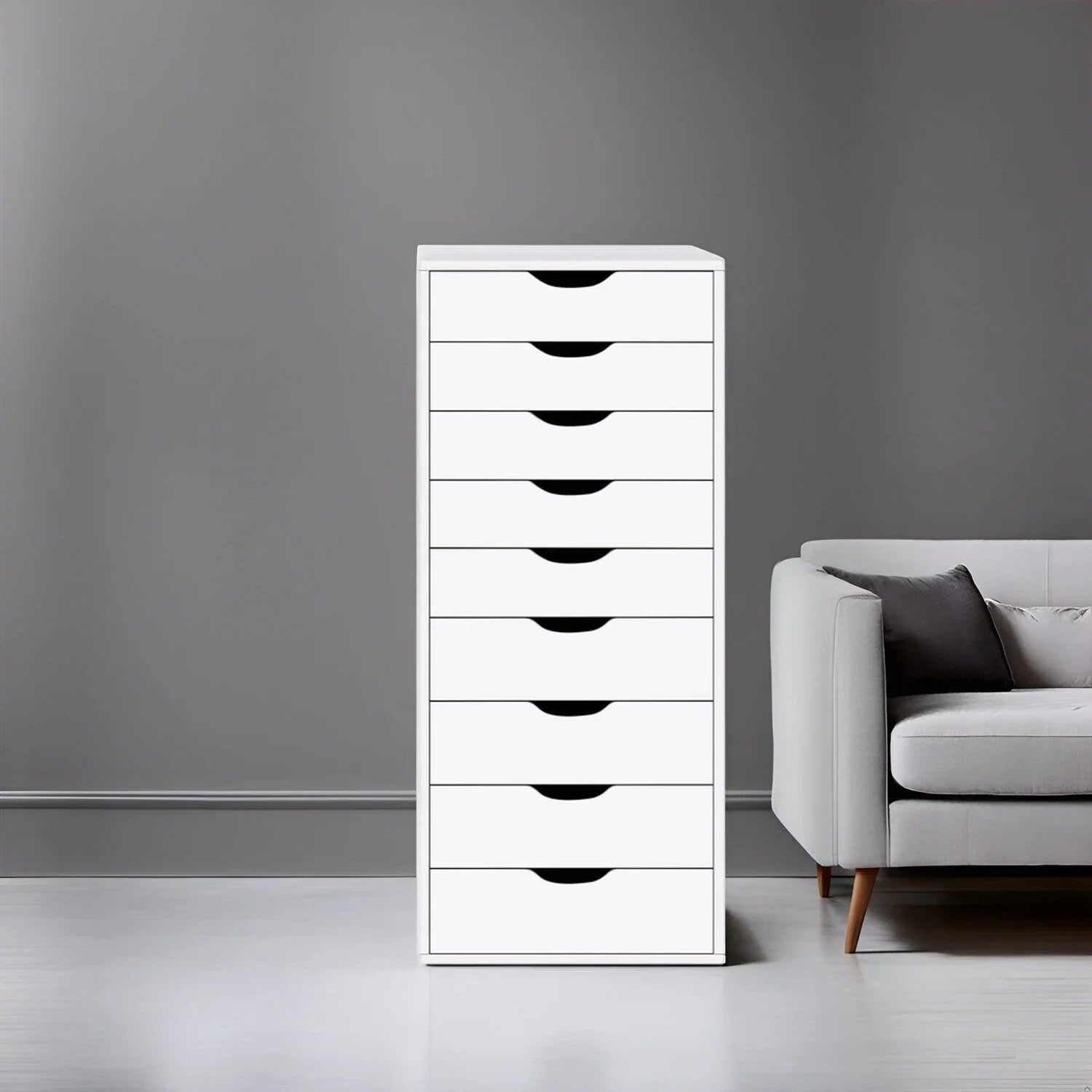 Narrow Wooden 9-Drawer Cabinet with Smooth-Glide Drawers and Top Storage Shelf – Image 19