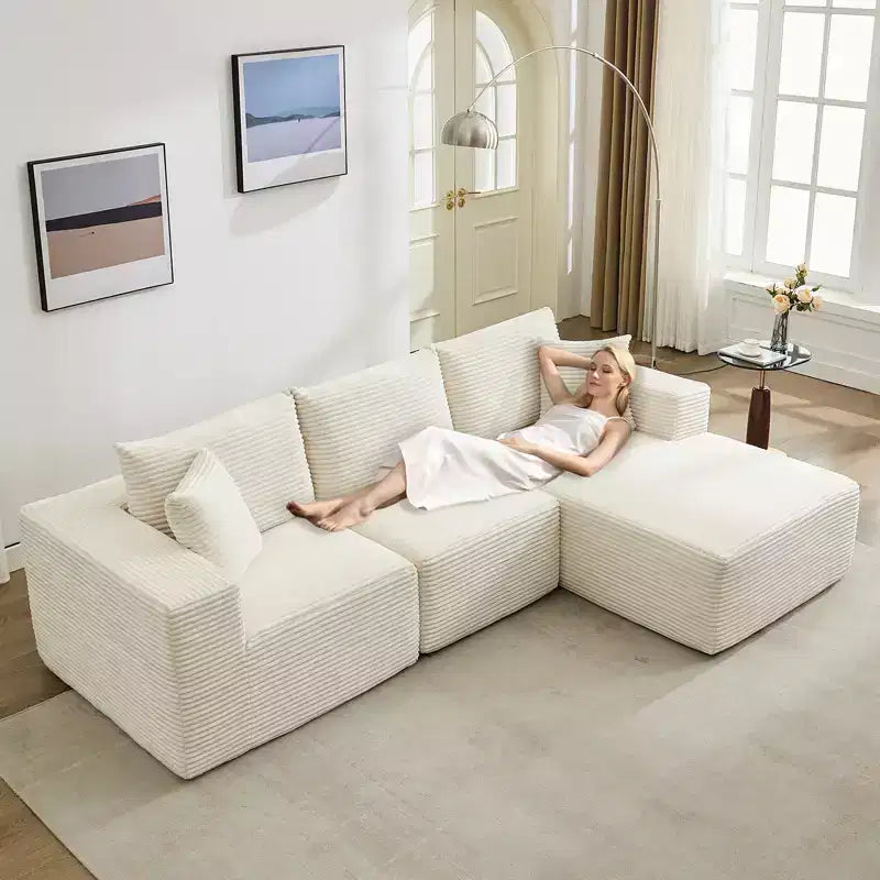 108 Modern Sofa Couch, 3 Seater Upholstered L Shaped Sofa with Pillows, Deep Seat Sofa, No Assembly Required – Image 31