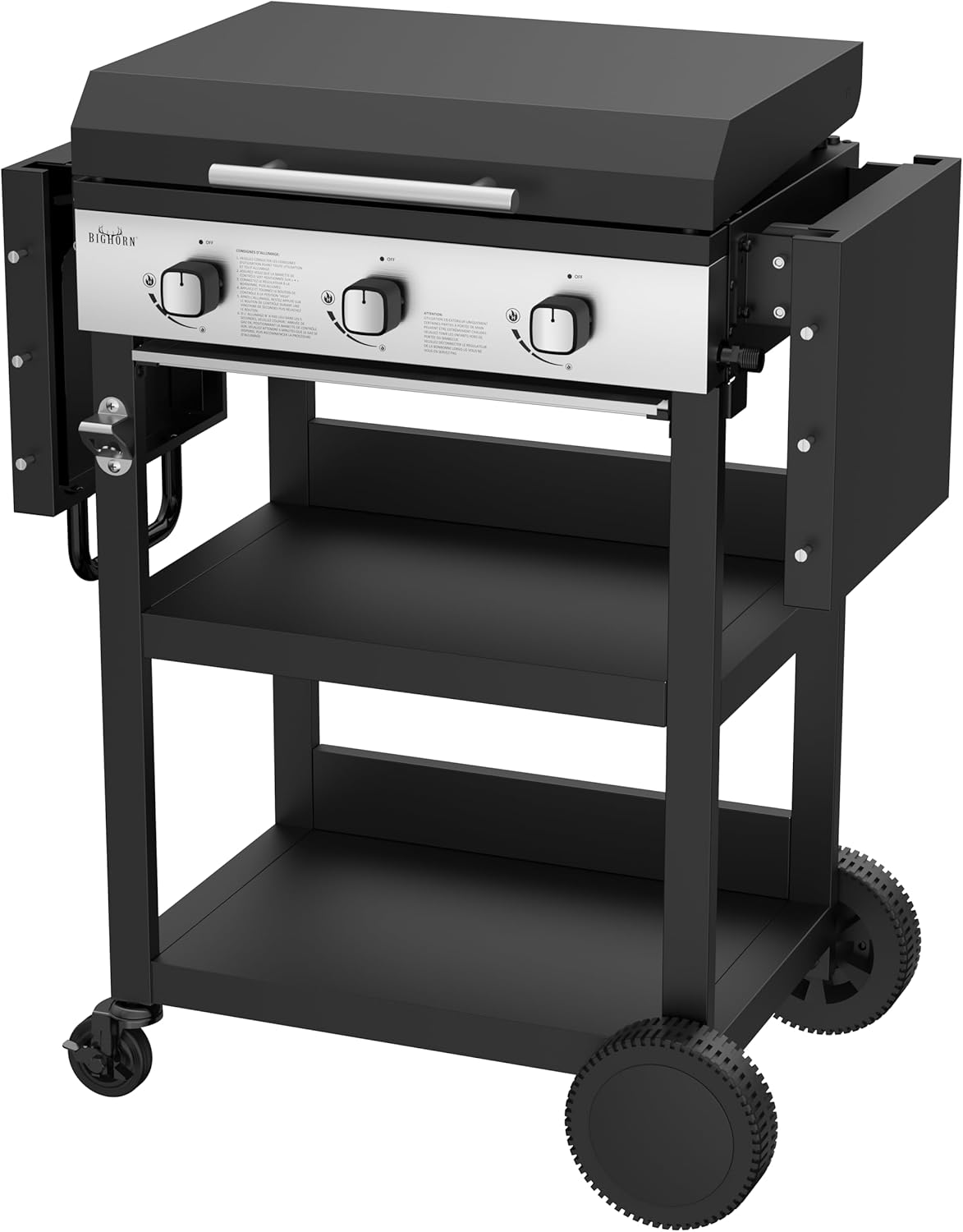 BIGHORN Plancha gaz de 3 brûleurs avec chariot et couvercle;7.2kw – Image 3