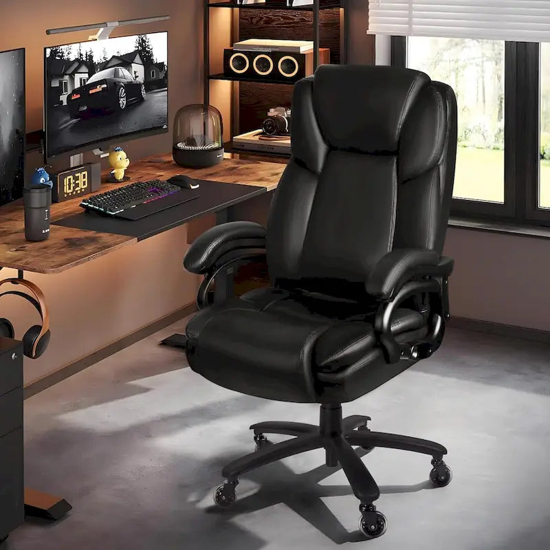 Bossin Big and Tall Executive Office Chair,500LBS Adjustable Lumbar Support Ergonomic Chair with High Back PU Leather Computer – Image 35