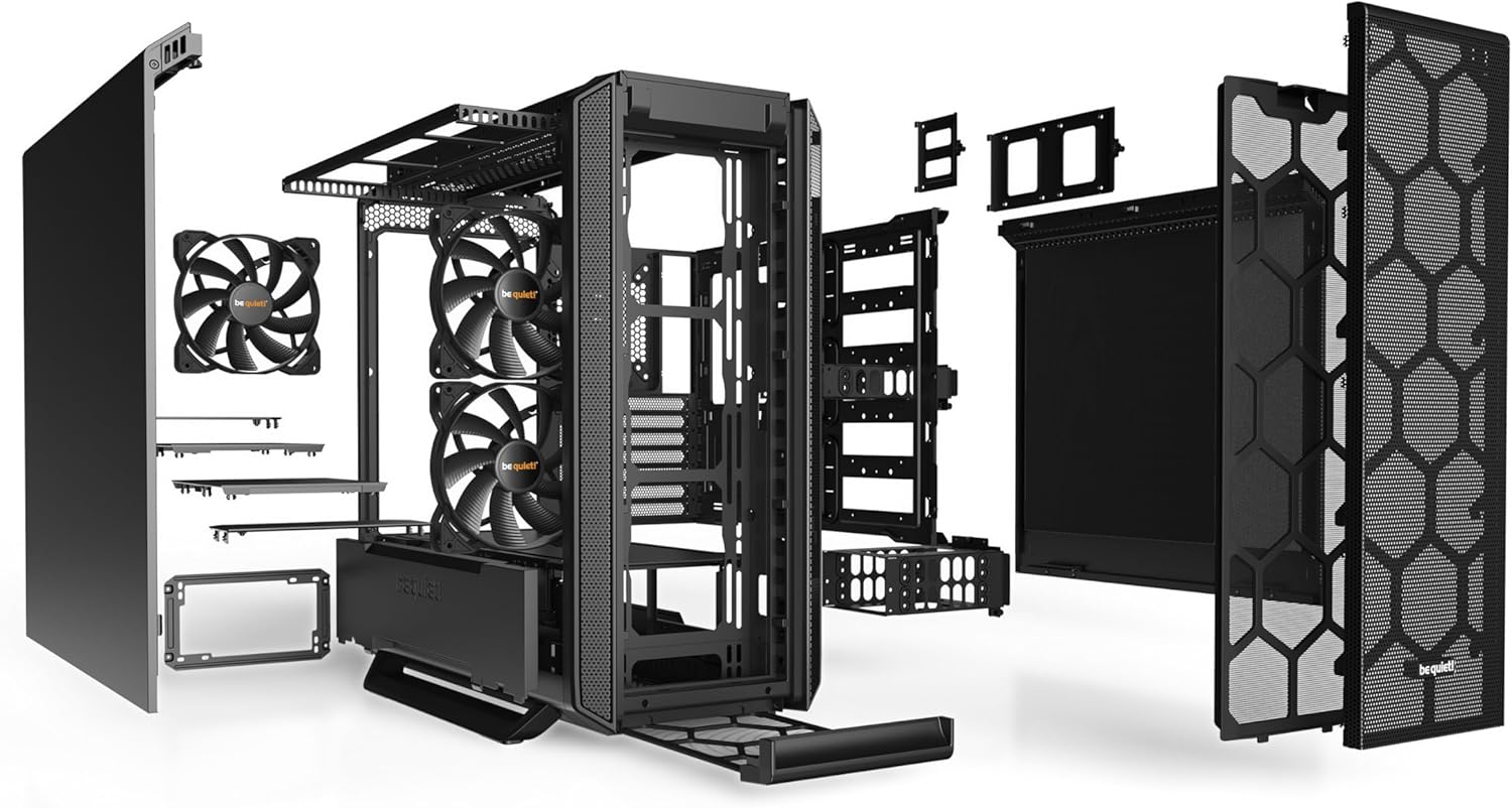 be quiet! Boîtier PC Silent Base 802 Black, 3 Ventilateurs Pure Wings 140 mm, 2 capots supérieurs et Avant interchangeables, Plateau de Carte mère découplé – Image 6