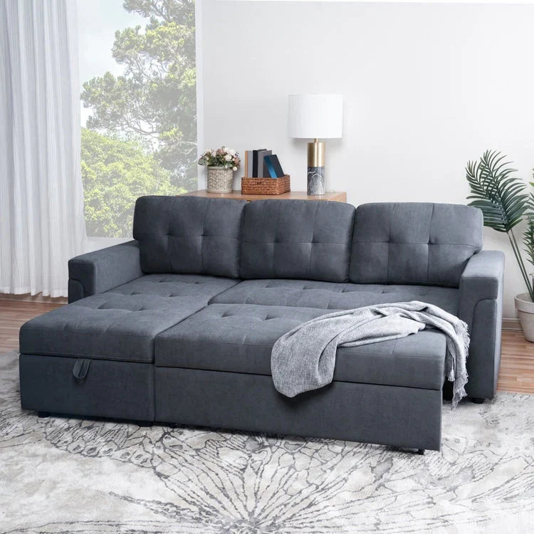 Convertible Reversible Sectional Sofa with Pull-Out Sleeper Bed, Hidden Storage Chaise, and Durable Legs – Image 132