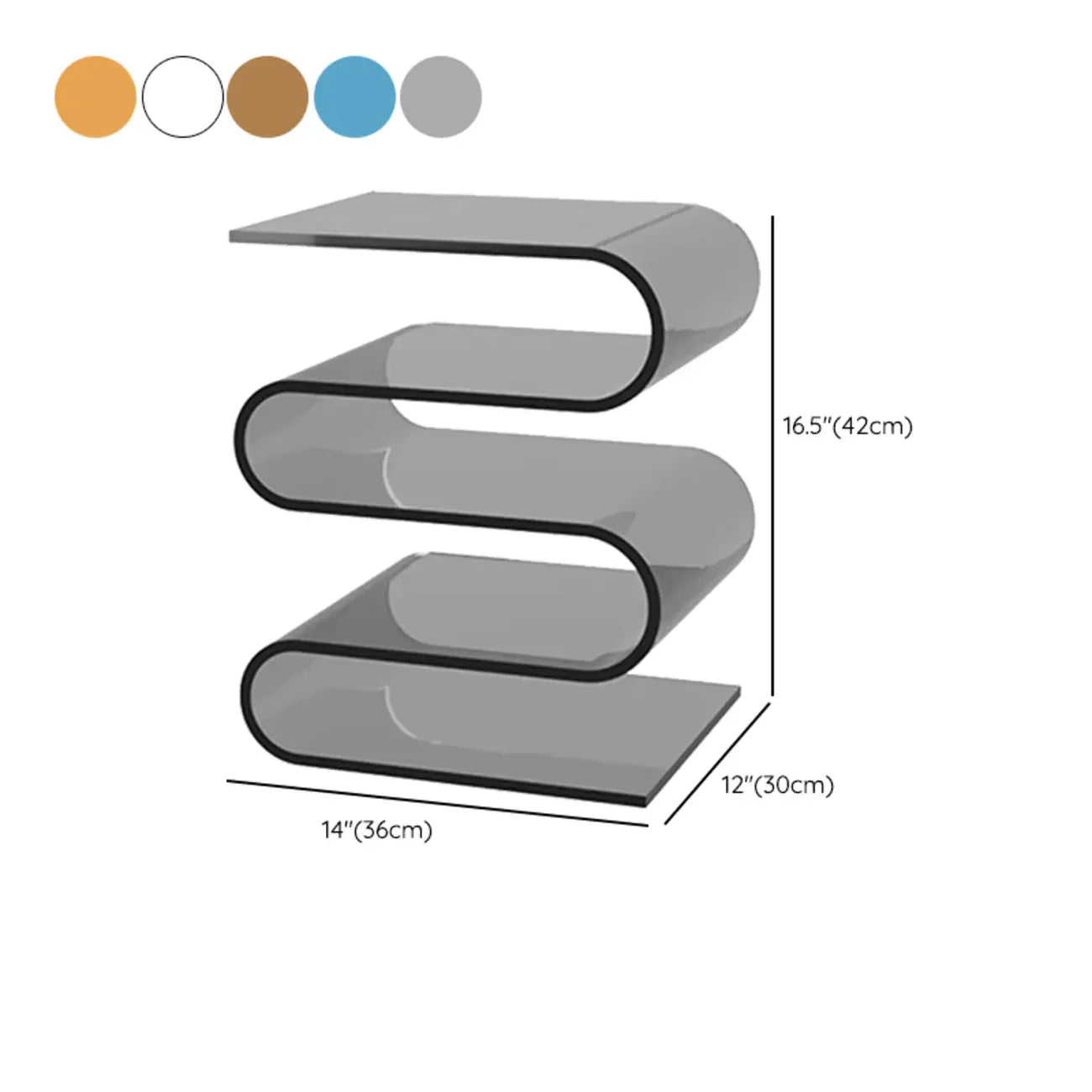 Contemporary Acrylic S-Shaped Side Table with Storage – Image 17