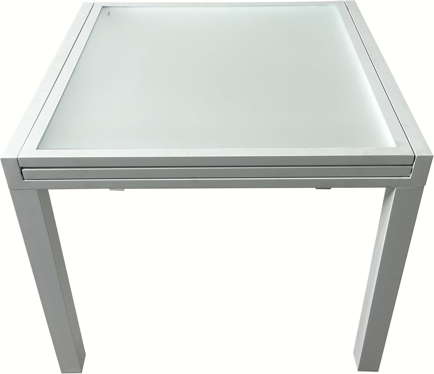 MOMMA HOME Table extensible de jardin en aluminium et verre trempé - Table carrée extensible d'extérieur - Dimensions 90/150 x 90 x 74 cm (blanc) – Image 6