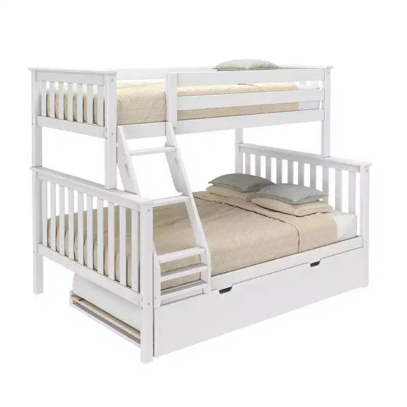 Max & Lily Solid Wood Bunk Bed, Twin over Full with Storage Trundle and Ladder for Kids – Image 31