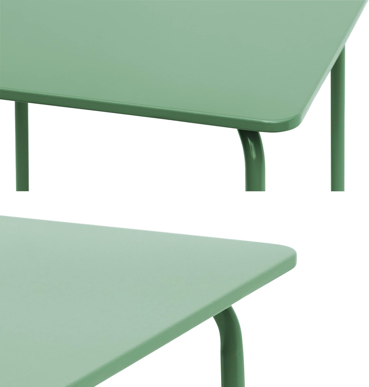 sweeek - Table de Jardin Enfant métal + 2 assises Vert de Gris Anna. 48x48cm – Image 6