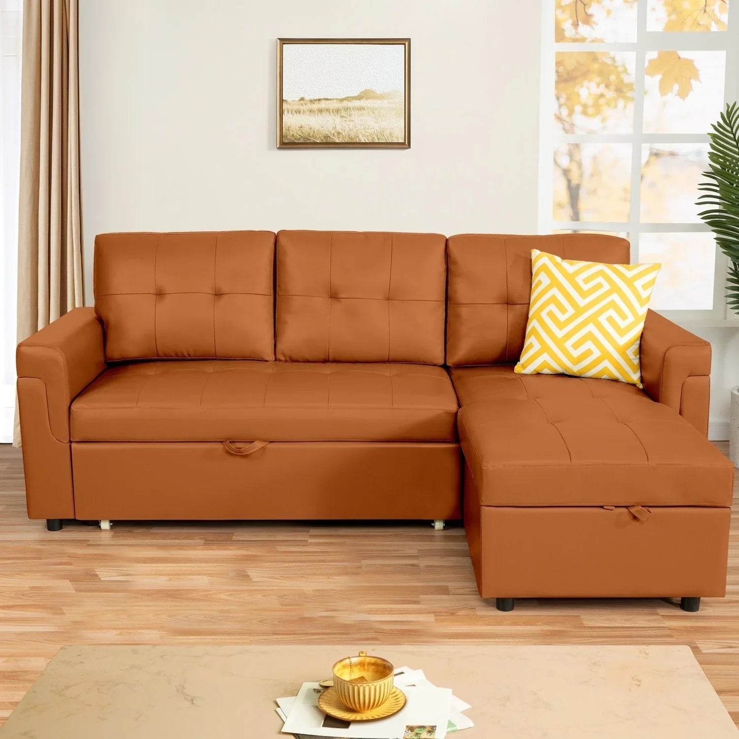 Convertible Reversible Sectional Sofa with Pull-Out Sleeper Bed, Hidden Storage Chaise, and Durable Legs – Image 10