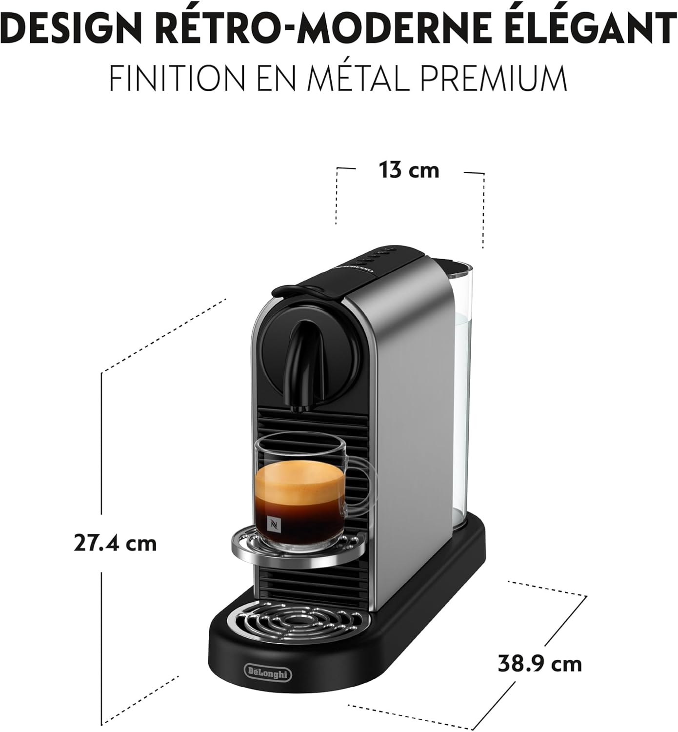De'Longhi Nespresso CitiZ Platinum EN220.T, Machine à Café à Capsules, Machine à Café Monodose, 4 Tailles de Tasse, 19 Bars de Pression, 1260W, Titane – Image 5