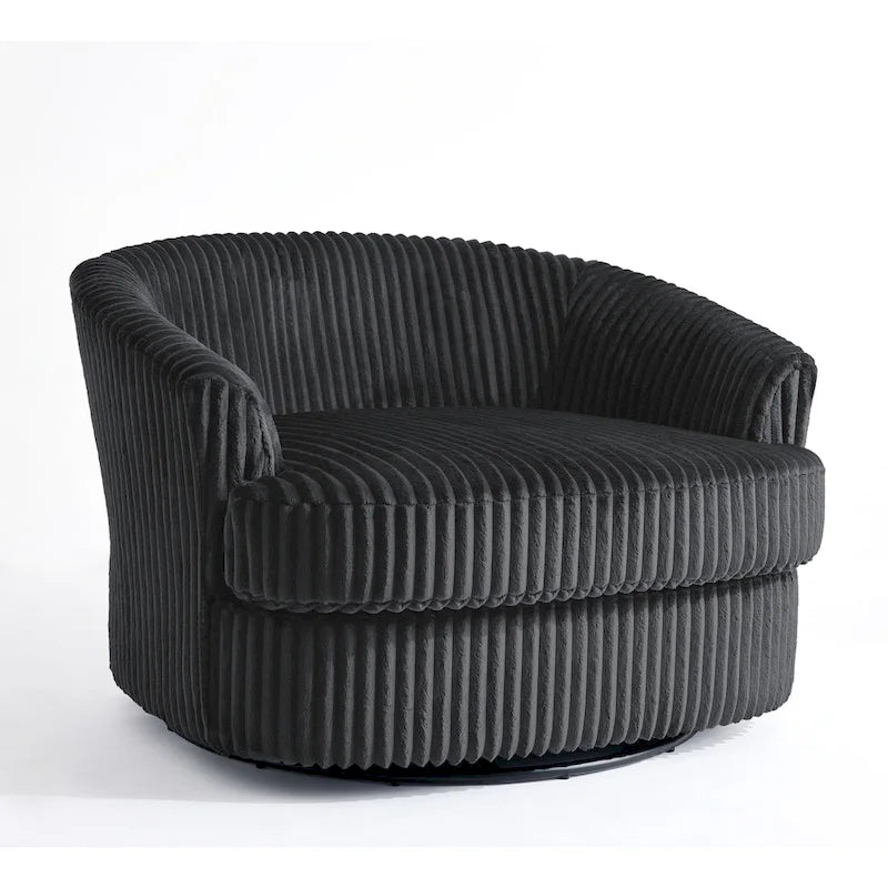 2 Set Oversized 43 W Plush Corduroy Swivel Barrel Chair with Pillows – Image 30