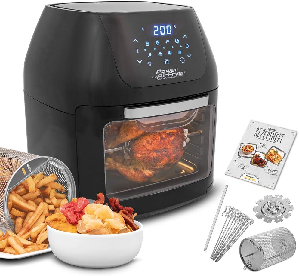 Mediashop Air Fryer Multi-Function - Friteuse à air chaud sans huile - 6 en 1 aussi comme tomates déshydratées, grillades, etc. - Jusqu'à 80 pour cent de graisse en moins - Noir