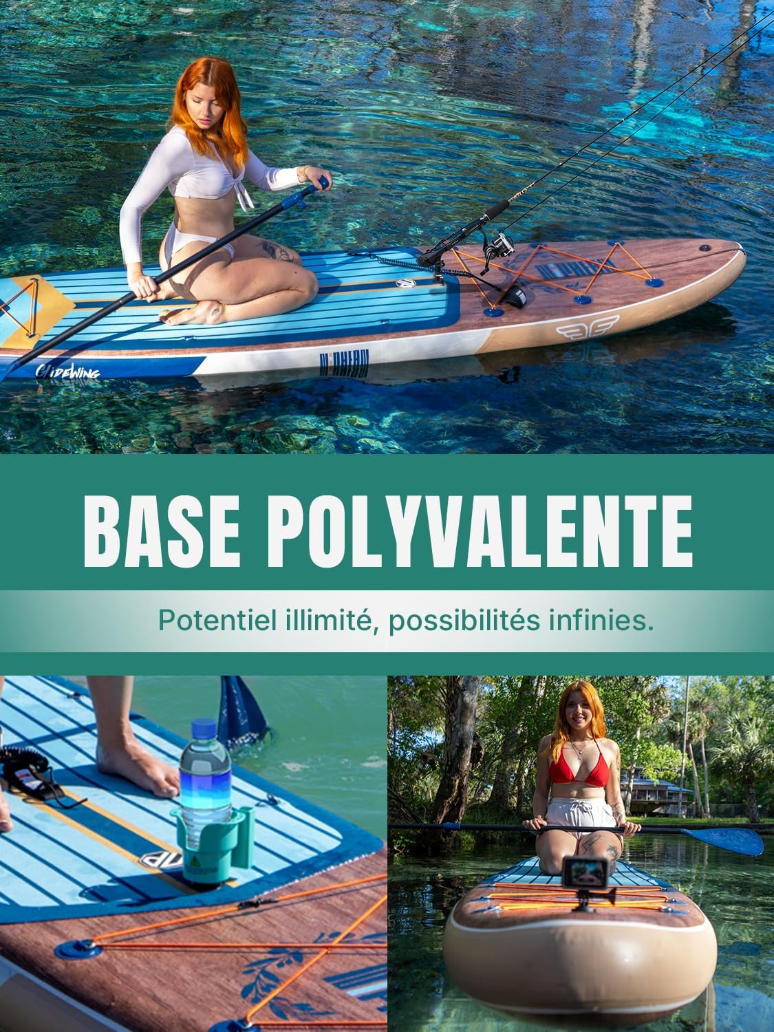 Niphean Extra Large Paddle Gonflable, Sup à 2+1 Personnes/Famille, Planches de Stand Up Paddle Gonflables avec Idéal Débutant Aileron Équilibré, Housse Étanche, Paddle Gonflable Adulte, Cadeaux – Image 4