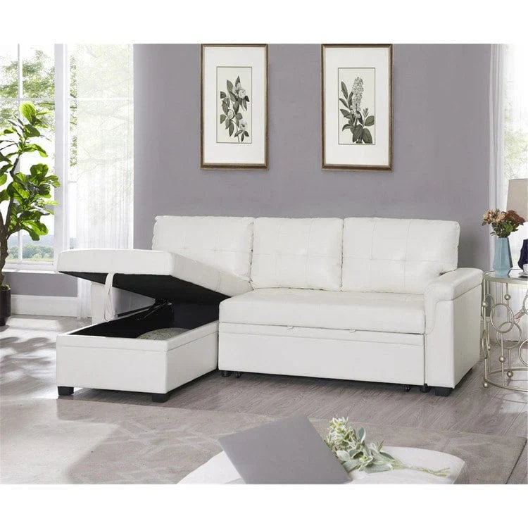 Convertible Reversible Sectional Sofa with Pull-Out Sleeper Bed, Hidden Storage Chaise, and Durable Legs – Image 30