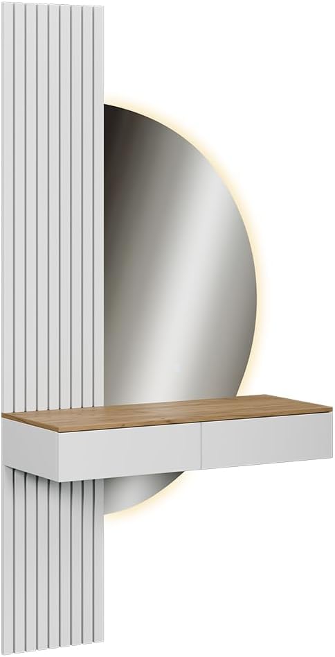 Vicco Coiffeuse Melina, Blanc/chêne, 100cm avec Miroir LED – Image 4