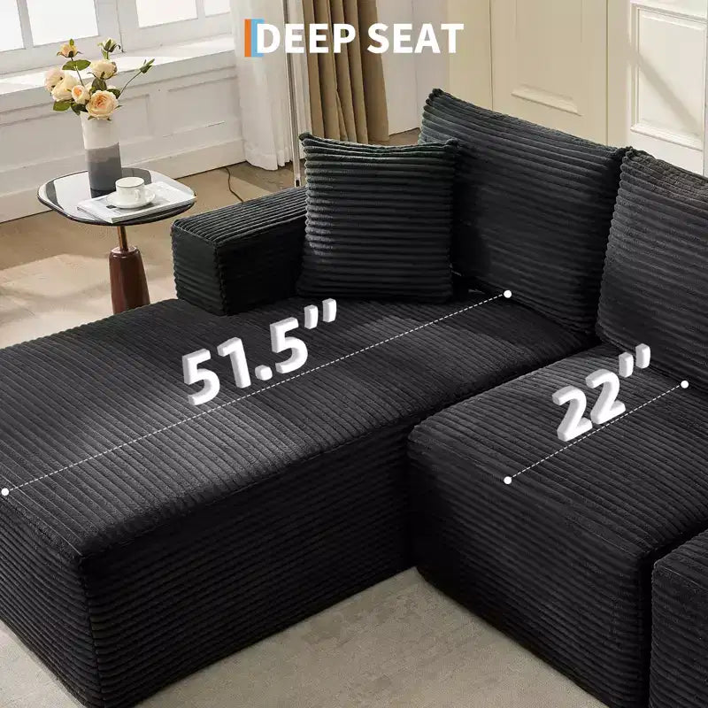 108 Modern Sofa Couch, 3 Seater Upholstered L Shaped Sofa with Pillows, Deep Seat Sofa, No Assembly Required – Image 12