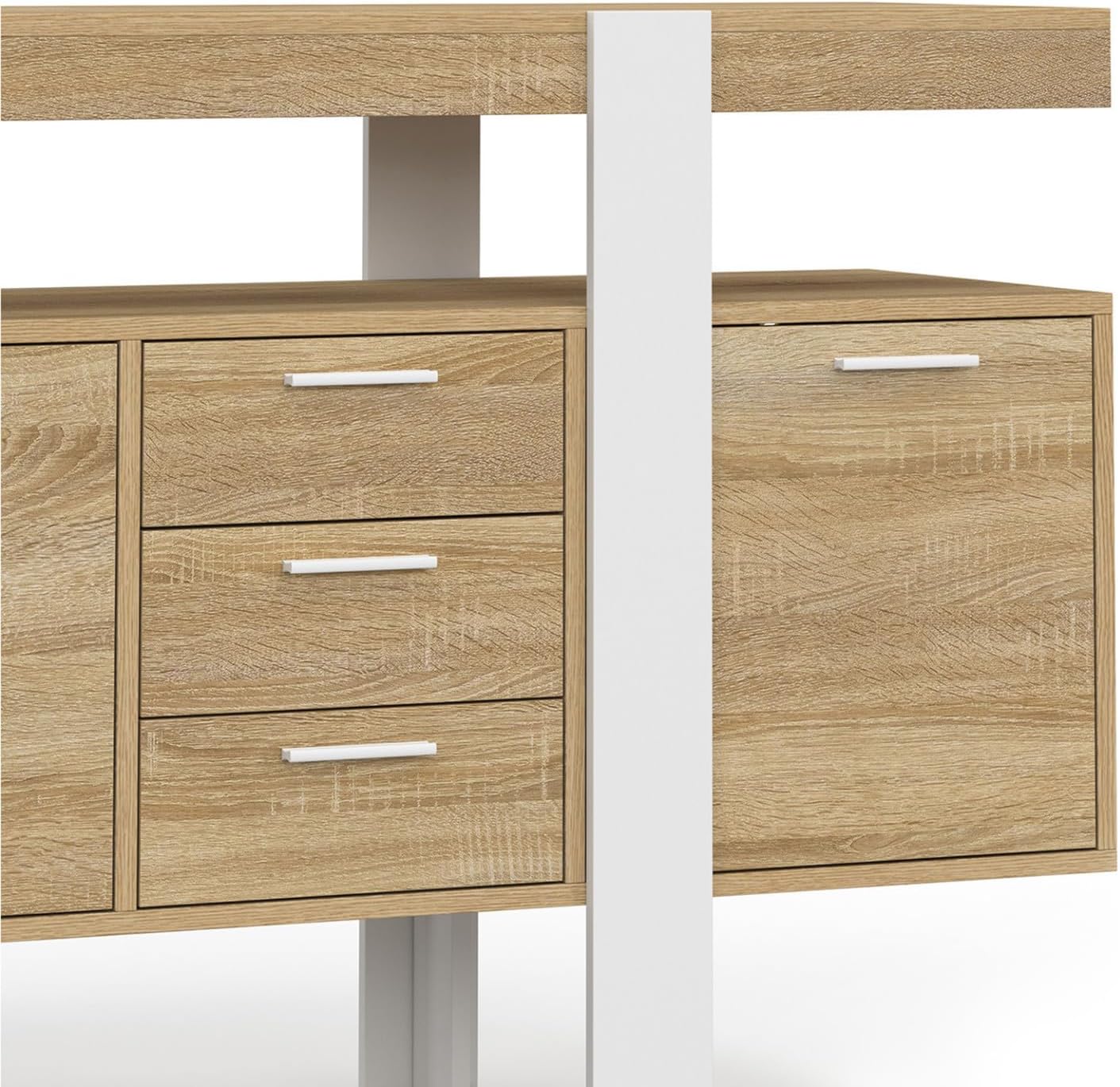 IDMarket - Buffet 180 cm Phoenix XXL 4 Portes avec 3 tiroirs Bois et Blanc – Image 6