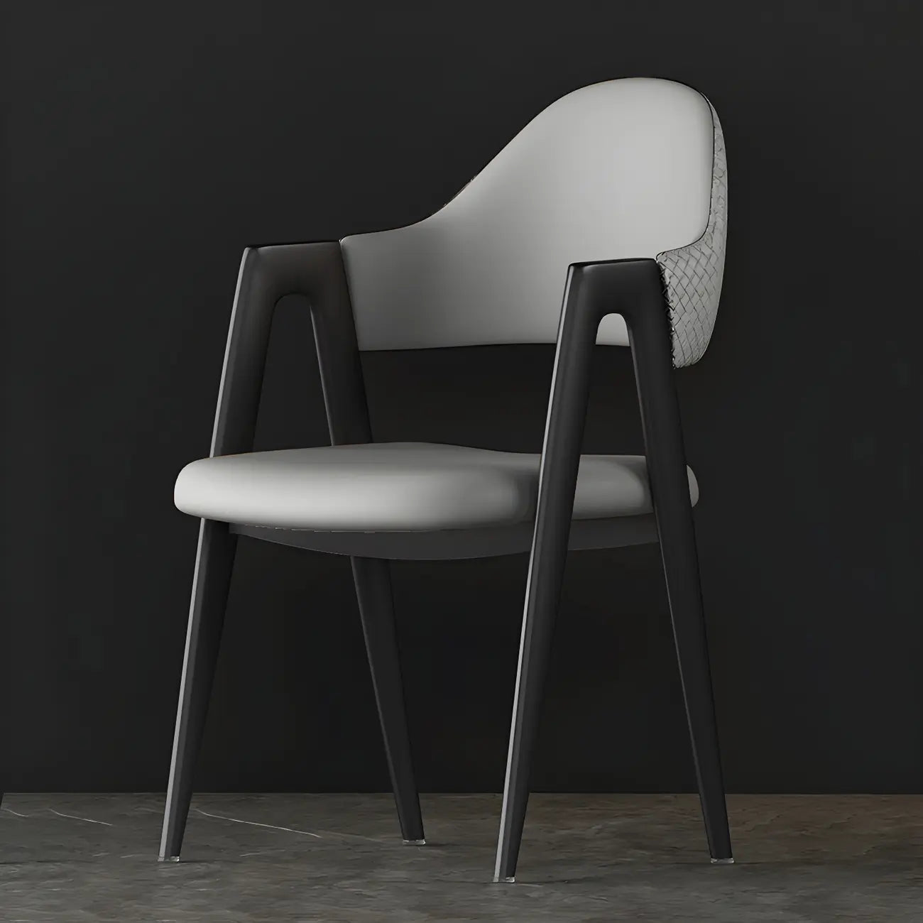 Modern Leather Curved Open Back Arm Dining Chair – Image 17