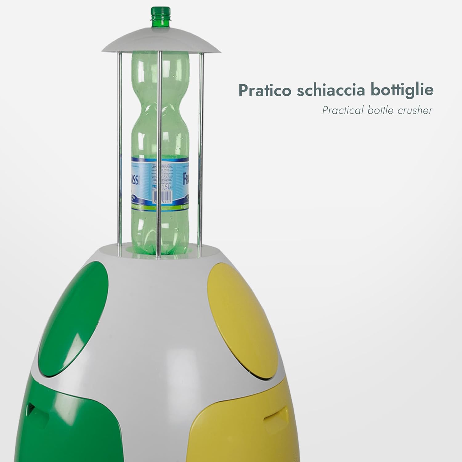 SoldiDesign Ovetto Poubelle de Recyclage 54L (3 x 18L), Système de tri sélectif, tri des déchets, 3 Compartiments, Poubelle Cuisine Blanc Amical Taille Unique – Image 4