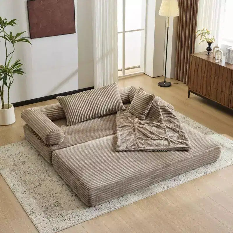 Dark Gray / Gray / Green / Sea Blue Corduroy Convertible Sleeper Sofa Bed, 2-Seater – Image 9