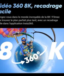 Alternative view of X4 - Caméra d'action 360° 8K étanche, vidéo grand angle 4K, effet de perche à selfie invisible, protège-objectifs amovibles, 135 min d'autonomie, édition IA, stabilisation, pour sport, voyage
