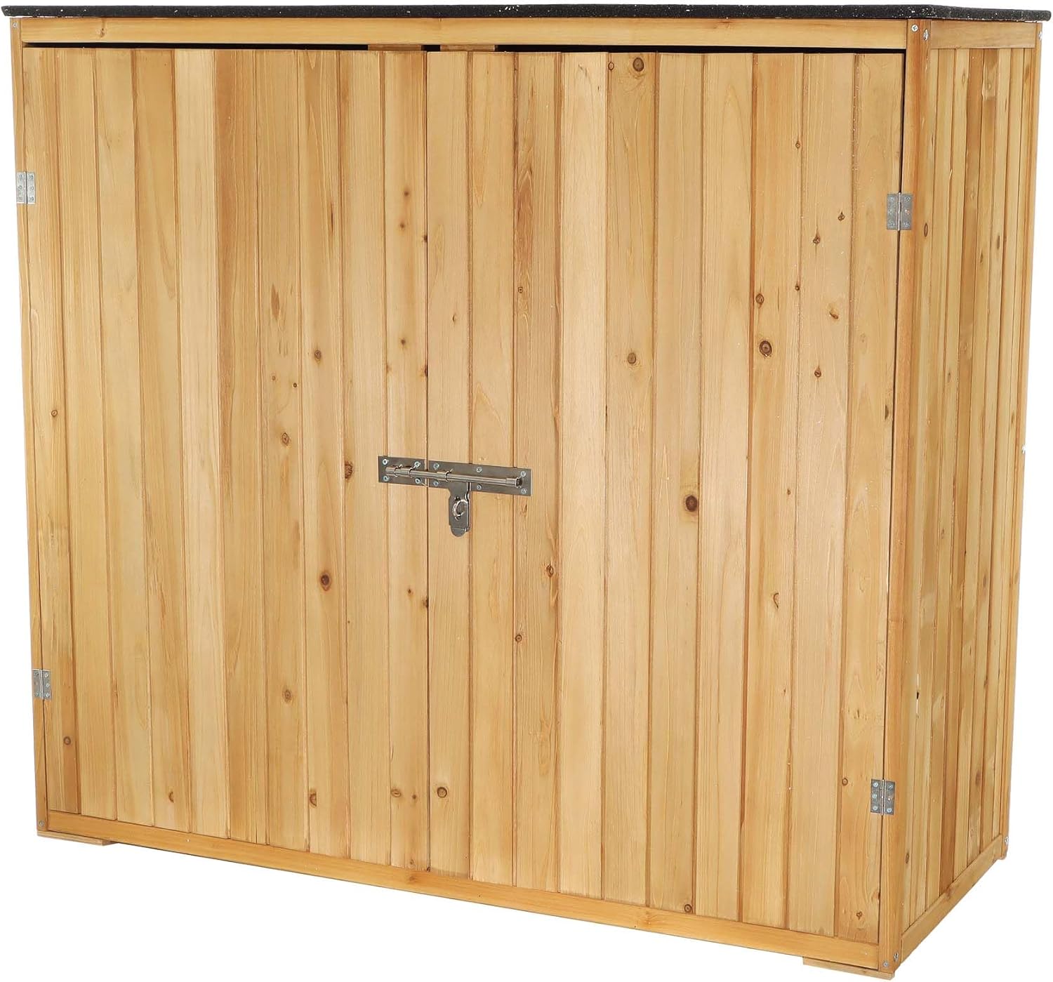 Wiltec Abri de Jardin – 1360 x 580 x 1270 mm – en Bois Verni – avec Toit revêtu par PVC et 2 Portes – Cabane Remise pour Rangement Outils pour Jardin, Terrasse & Balcon – Image 3