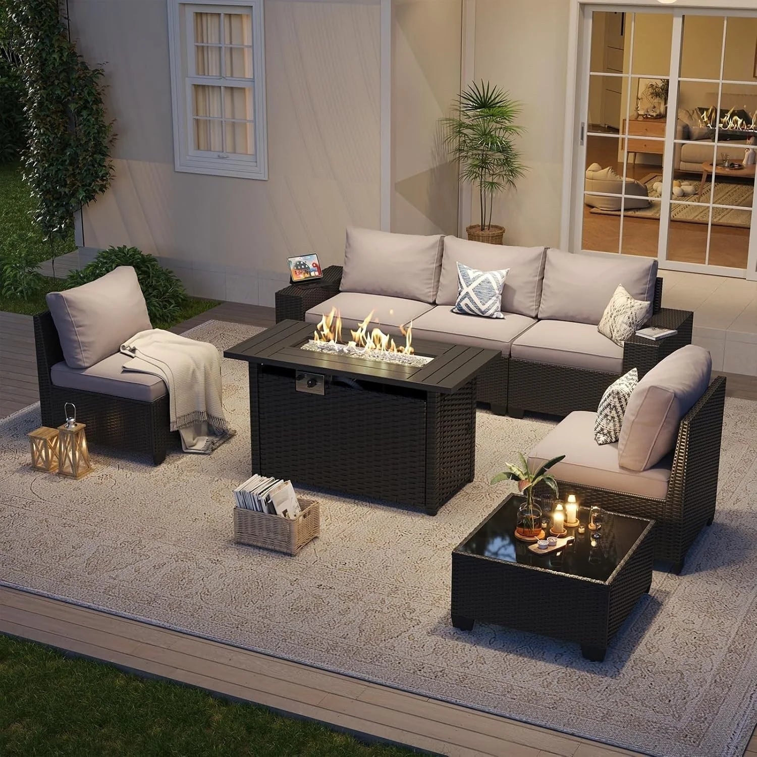 Outdoor Patio Furniture Sets with 4in Thicken Cushion – Image 16