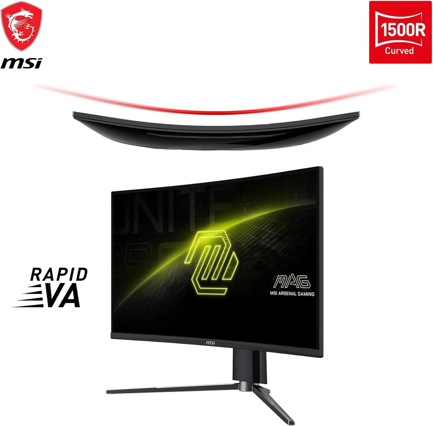MSI MAG 27CQ6PF Écran Gaming incurvé FHD de 27 - Dalle Rapid VA 2560 x 1440 1500R, 180 Hz / 0,5ms (GtG, Min.), AMD FreeSync - DP 1.2a, HDMI 2.0b CEC – Image 6