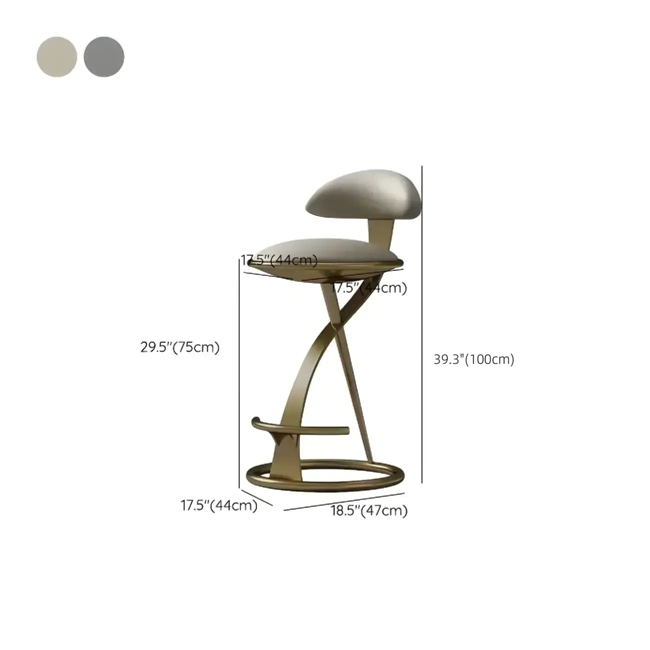 Luxury Gold Metal Frame Sleek Beige Leather Bar Stool – Image 10