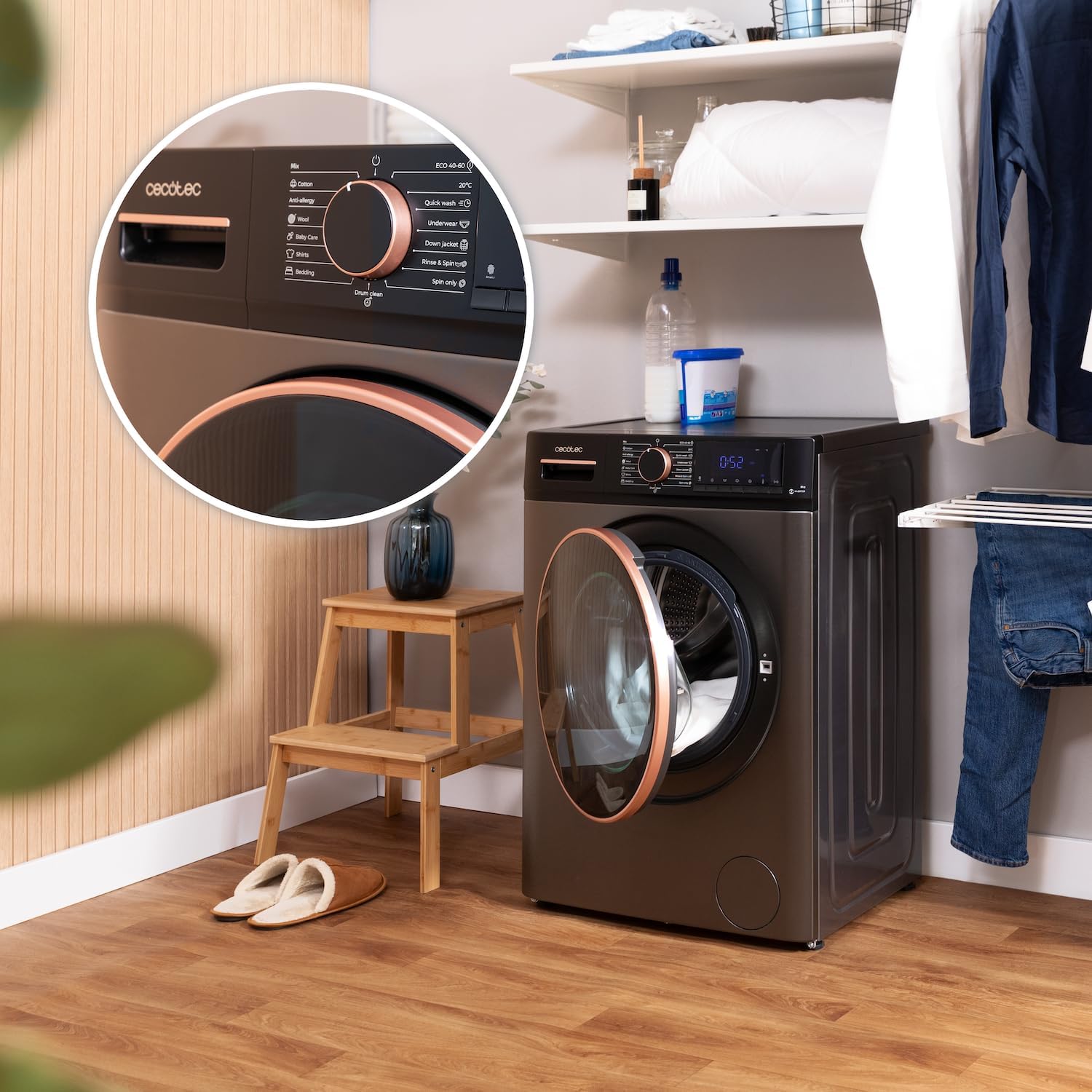 Cecotec Lave-linge 10Kg Bolero DressCode 10610 Inverter Steel A. Chargement Frontale, 1400 RPM, Steam Max, Motor Inverter Plus, 15 Programmes, OnSmart, Stop&Go, Caoutchouc Antibactérien, Drum Clean – Image 6