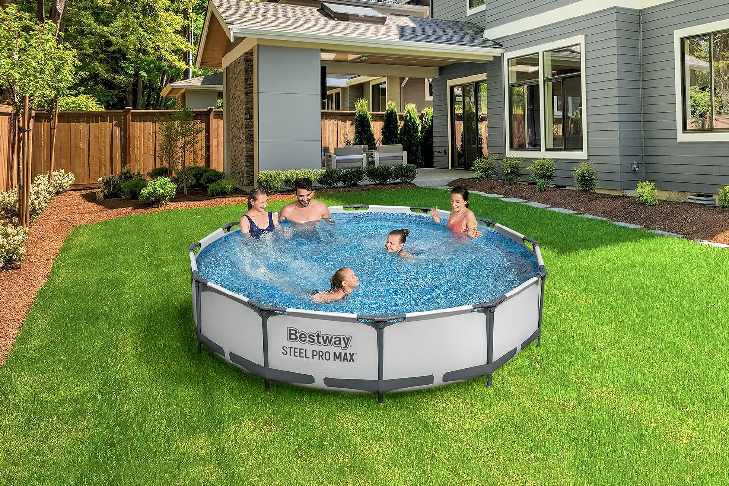 Bestway Steel Pro Max Frame Kit Piscine Ronde avec Pompe à Filtre Ø 366 x 76 cm Gris Clair – Image 7