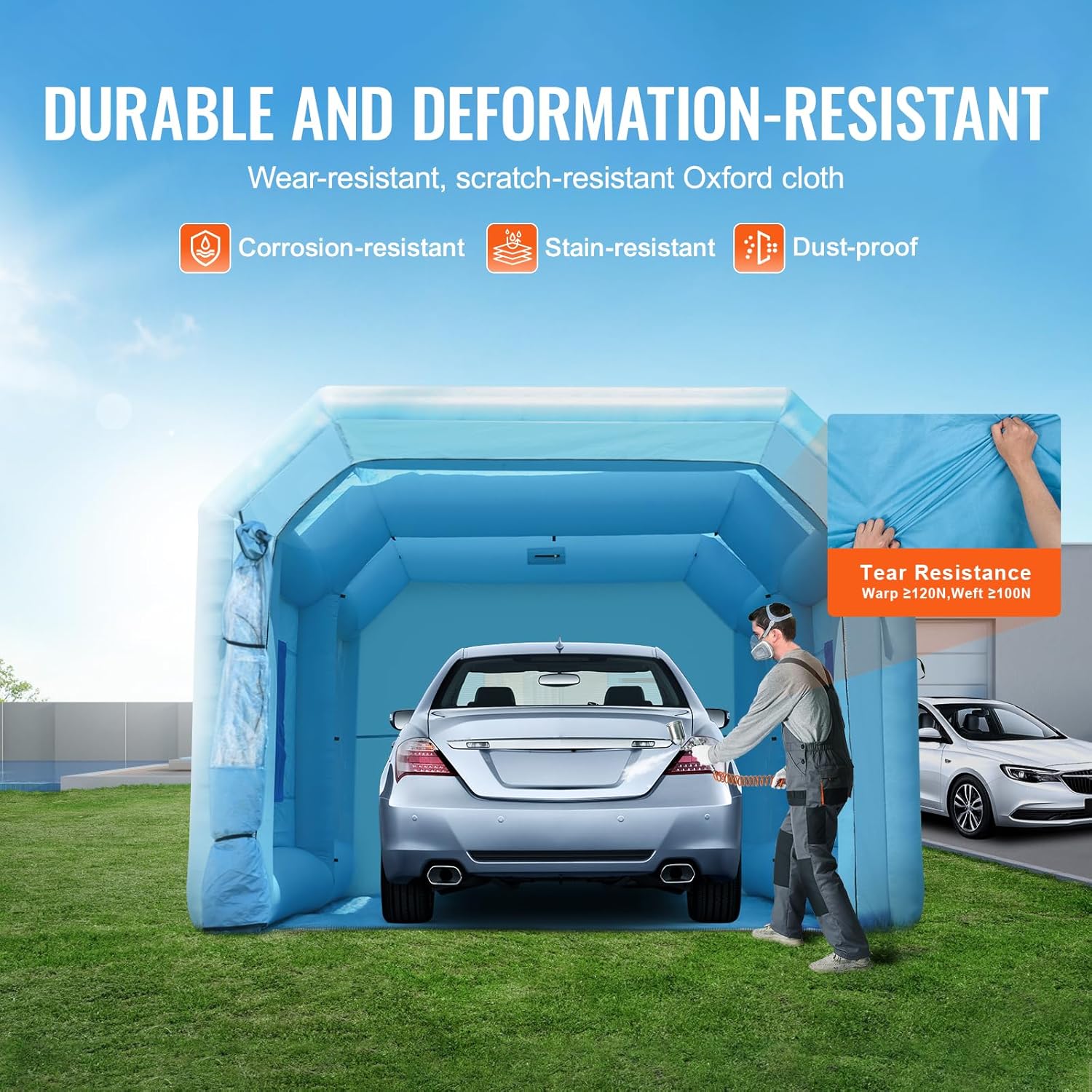 VEVOR Cabine de Peinture Gonflable 6,4x4,1x3 m, Tente Peinture Gonflable Automobile avec Souffleur Puissant de 1100 W et Système de Filtration, Station de Travail pour Pose de Peinture Atelier Garage – Image 4