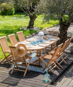 Alternative view of Happy Garden Lot de 8 chaises de Jardin Pliantes en Teck Lombok.