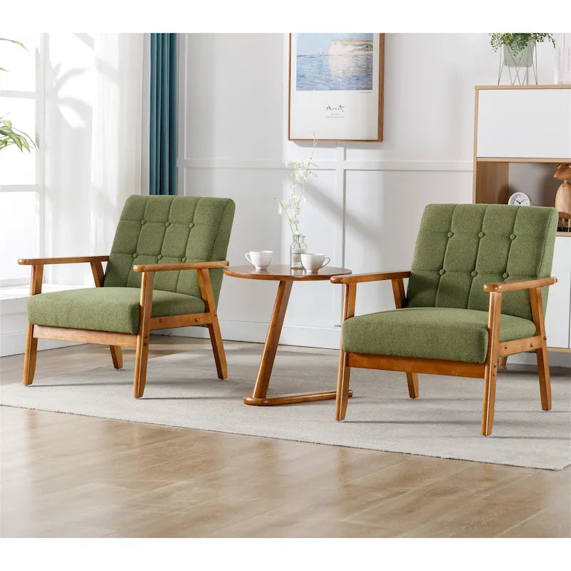 Mid Century Modern Accent Chairs Set of 2 with Side Table – Image 42