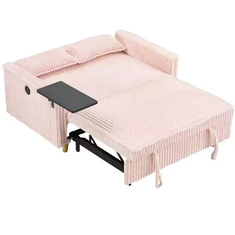 TUYOHW Space-Saving Convertible Sofa,Corduroy Sofa Bed with Movable Tabletop & USB Port,Multi-Functional Loveseat for Living Room – Image 35