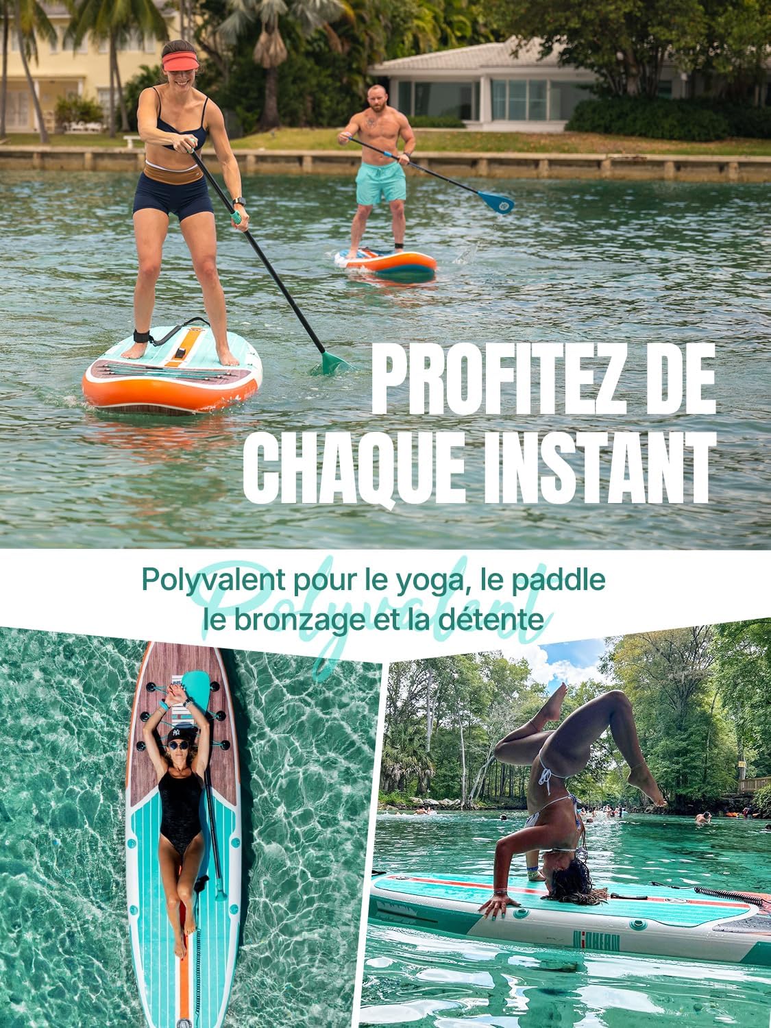 Niphean Paddle Gonflable Adulte avec Tous Les Accessoires, 320cm Planches de Stand Up Paddle Gonflables pour Tous Les Niveaux, Sup avec Capacité 200 kg pour 2 Personnes, Paddle Gonflable avec Siège – Image 8