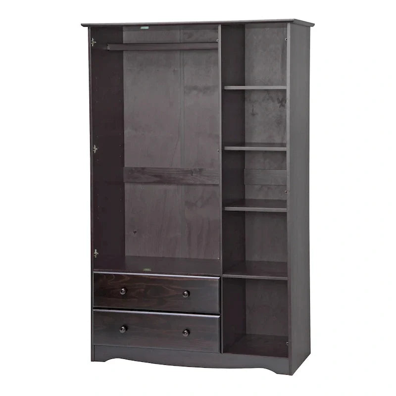 3-Door Wardrobe Armoire - White/Mocha/Java - Solid Wood – Image 14
