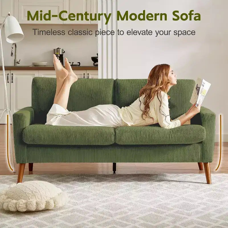 68 Loveseat Sofa Comfy Couch,Modern Loveseat Couches for Living Room/Bedroom,Comfy Sofa with Spring Cushion,Solid Wood,Tool-Free Assembly – Image 39