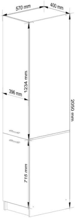 BDW - Colonne Cuisine - Armoire de Rangement 40 cm de Largeur, 205 cm de Hauteur, 57 cm de Profondeur - Spacieuse pour Provisions - Blanc – Image 3