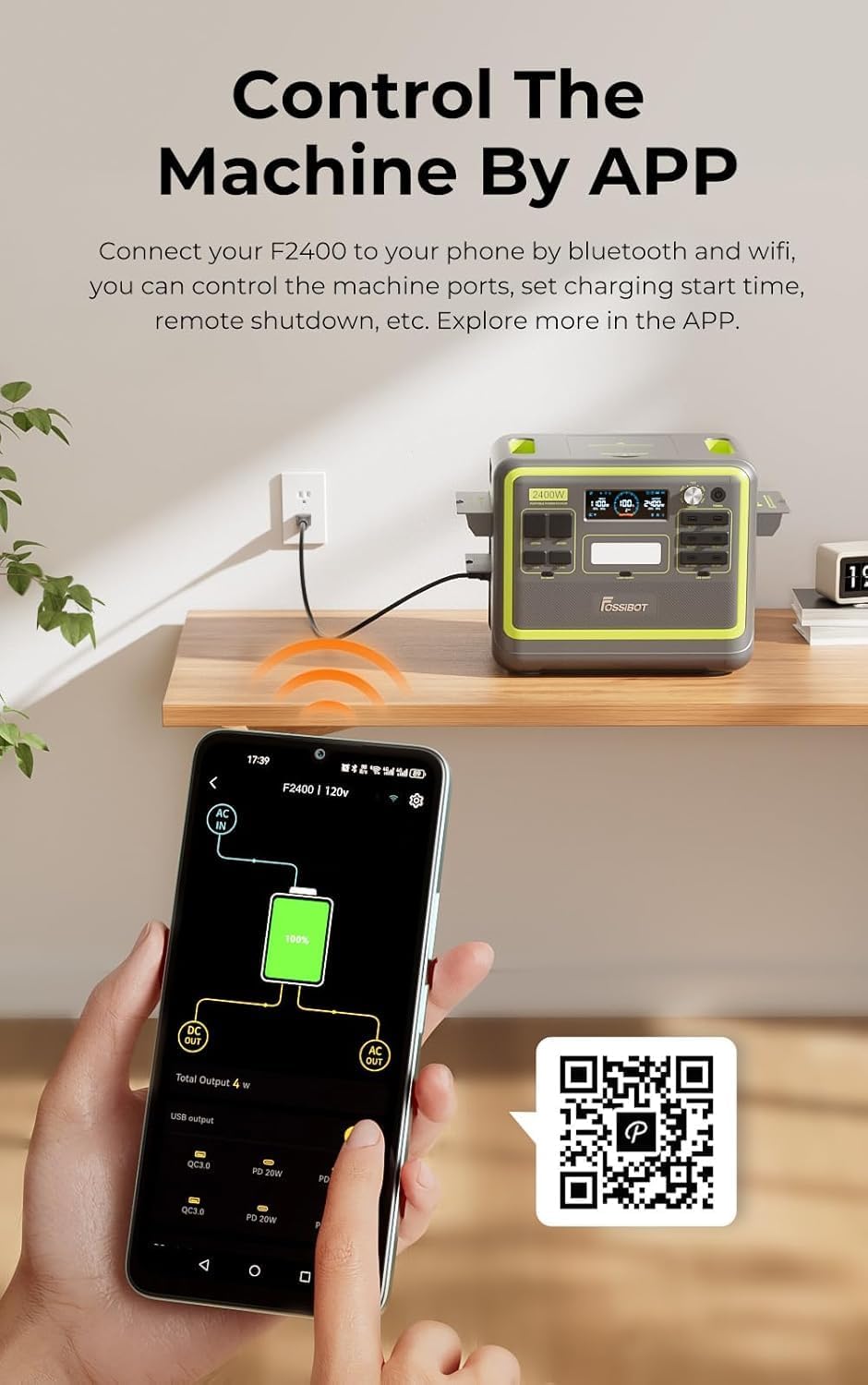 FOSSiBOT F2400 Generateur Electrique Portable, 2048Wh Batterie LiFePO4 Station électrique, 3 Sorties CA 2400W (4800W Pic) 230V Groupe Electrogene Solaire pour Camping, Voyage Maison/Bureau – Image 8