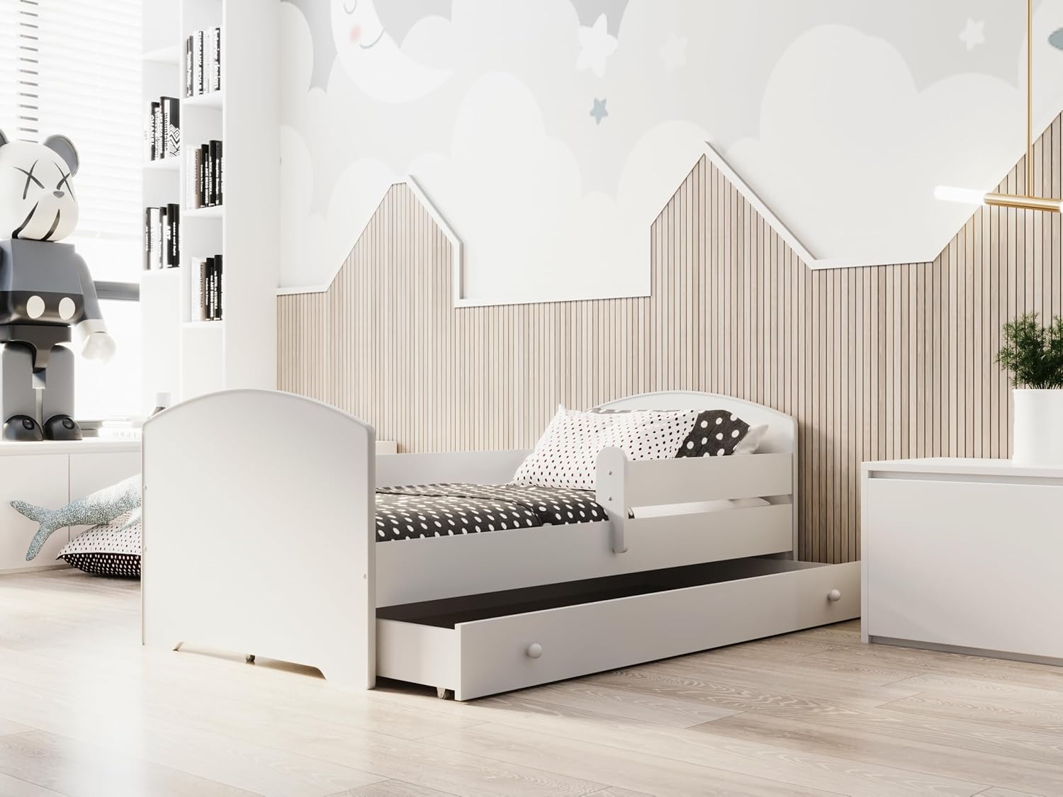 KOBI Lit Enfant LUK avec Matelas, Blanc | pour Chambres d'enfants | pour Un garçon et Une Fille | Lit Bebe pour Enfants | (avec tiroir, 140x70) – Image 4
