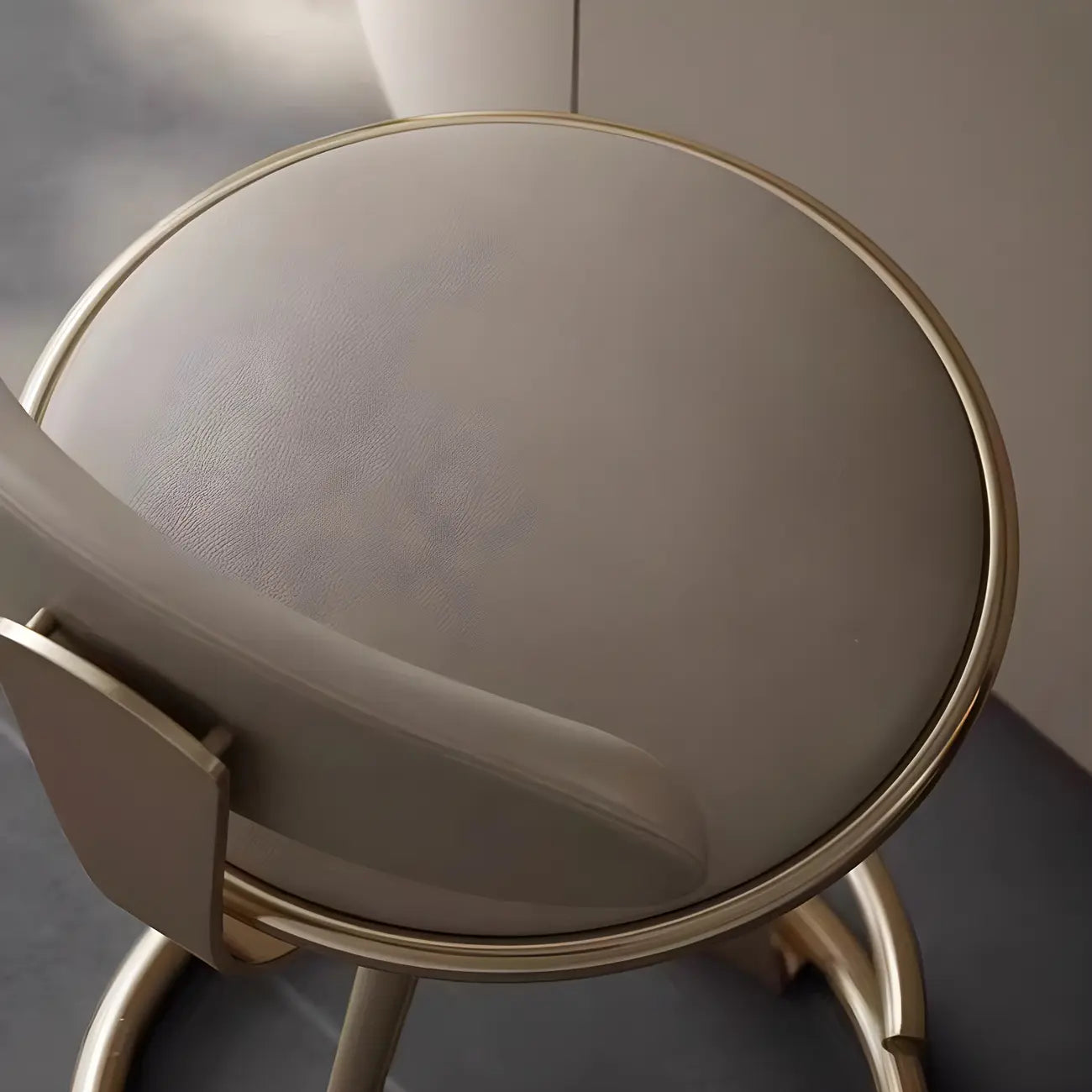 Luxury Gold Metal Frame Sleek Beige Leather Bar Stool – Image 17
